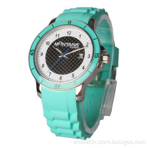 Silicone sports watch for men, stainless steel case, silicone band, 3atm waterproof